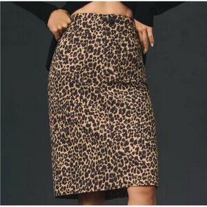 Anthropologie Maeve The Colette Leopard Print Midi Skirt | XSmall